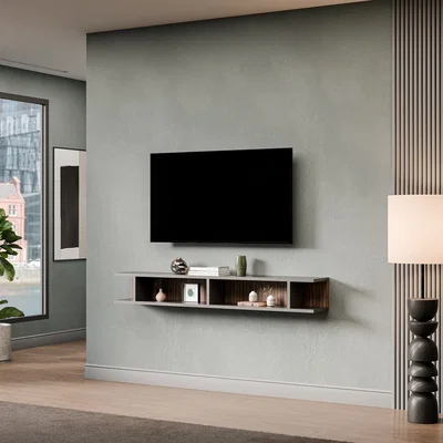 The Range Brugge Wall Mounted Entertainment Center - Black and Alina Pattern