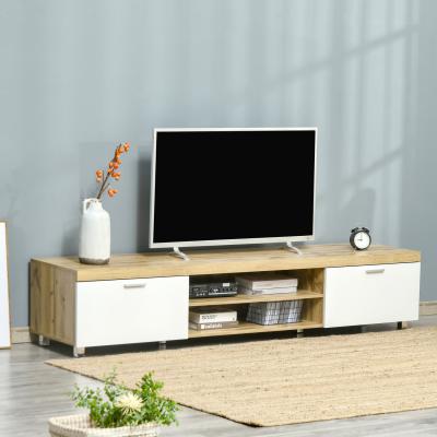 The Range Modern TV Unit with Drawer Shelf - White and oak