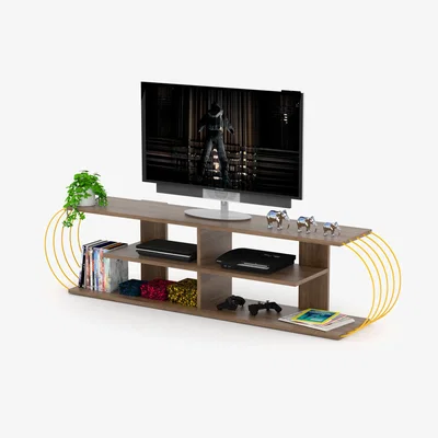 The Range Vivense Case TV Stand - Walnut and Yellow - Yellow