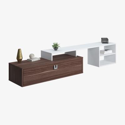 The Range Optimo Adjustable TV Stand for TVs up to 80" by Ruumstore - Walnut/White