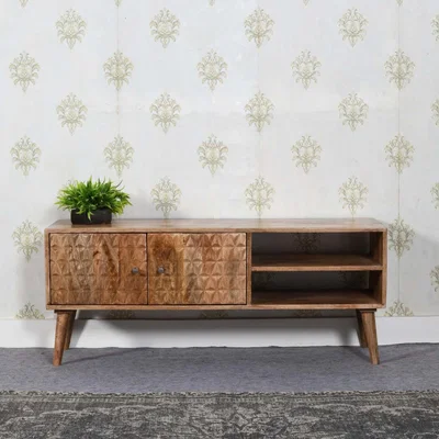 The Range Marlow Light Mango Wood TV Stand with 2 Doors  2 Shelves - Wood