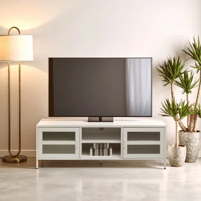 The Range Acier Two Door White Metal Media Unit - White