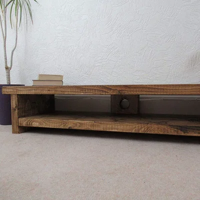 The Range Very low rustic tv stand solid wood tv table - Medium Oak