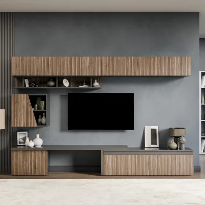 The Range Milan Wall Mounted Entertainment Center - Black and Alina Pattern
