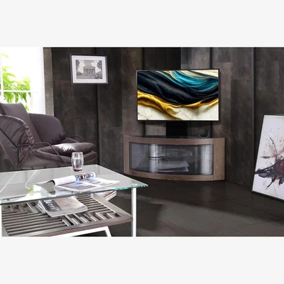 The Range Pangea Curved Corner TV Stand - Black Walnut