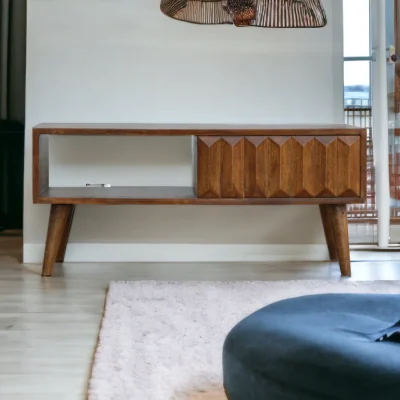 The Range Solid Wood Chestnut Prism Sliding Media Unit - Brown