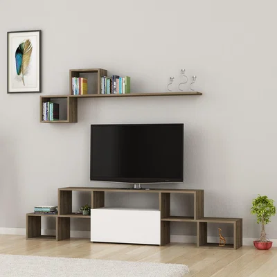 The Range Kubra TV Unit Walnut White - Walnut