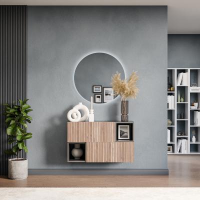 The Range Fiko Wall Mounted Entertainment Center - Black and Alina Pattern