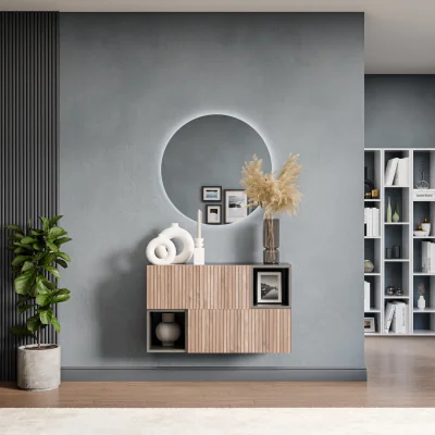 The Range Fiko Wall Mounted Entertainment Center - Black and Alina Pattern
