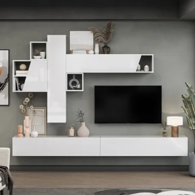 The Range Campobasso Wall Mounted Entertainment Center - High gloss White