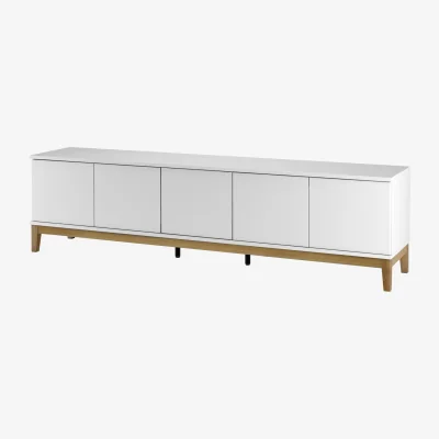 The Range Pelle Lowboard with 5 doors in WhiteWotan Oak - White/Wotan Oak
