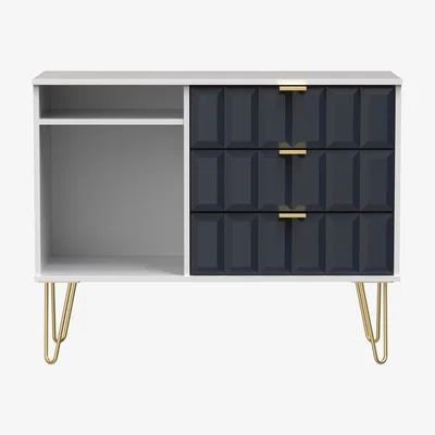 The Range Cube 3 Drawer TV Unit - Indigo & White Matt