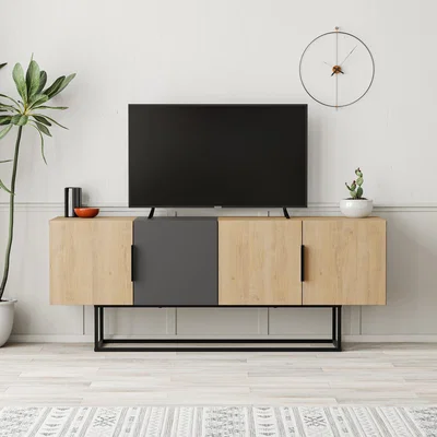 The Range Tontini Modern TV Stand Multimedia Centre TV Unit With - Anthracite Grey