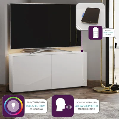 The Range INTEL 1100 LED White Corner TV Cabinet