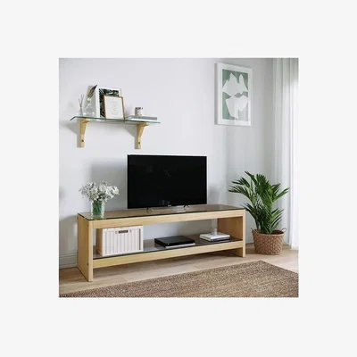 The Range Pisagor Solid Wood and Tempered Glass TV Unit Shelf Tv302 Transparent Natural - Natural