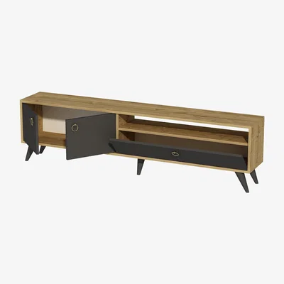 The Range Grosso TV Stand and Media Console - Sapphire Oak & Anthracite