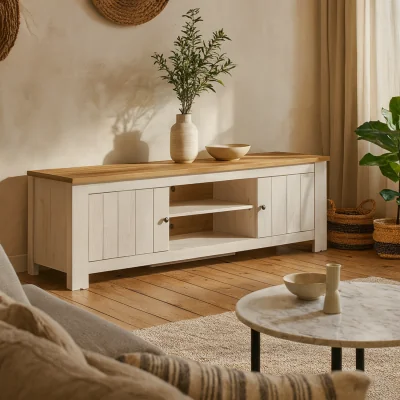 The Range Tipsyfern Natural 2 Door TV Unit - White