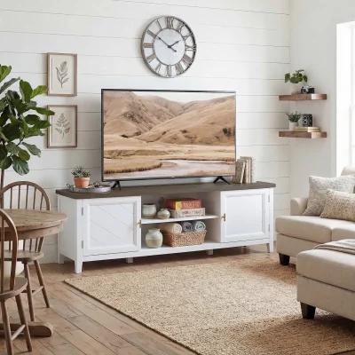 The Range HOMCOM Farmhouse TV Unit for TVs up to 42 Inch - White