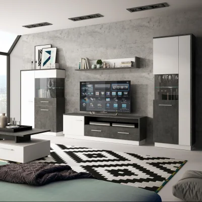 The Range Zingaro 1 Door 2 Drawer Wide TV Cabinet - White & Black