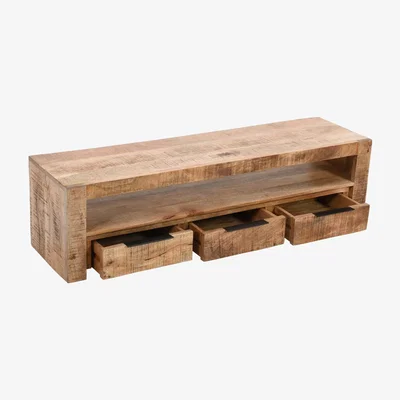 The Range Merlin Mango Wooden Large TV Stand With 3 Drawers - Wood