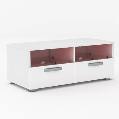 The Range Vogue 2 Drawer LED TV Unit - White / MDF Melamine Glass
