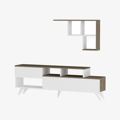 The Range TV Stand and Entertainment Center Monson - White & Walnut