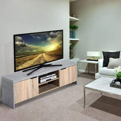 The Range Modern TV Cabinet Stand Unit with Doors and Drawer - Grey