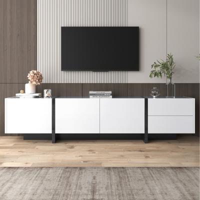 The Range TV Cabinet, with Doors, Drawers and Shelves, White and Black - White