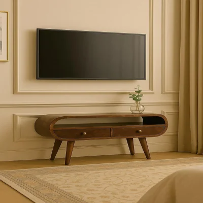 The Range Solid Wood California Walnut Circular TV Stand - Brown