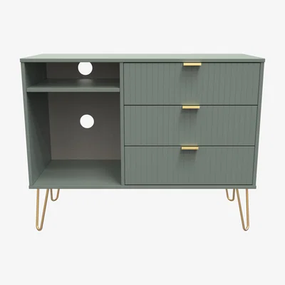 The Range Linear 3 Drawer TV Unit - Reed Green