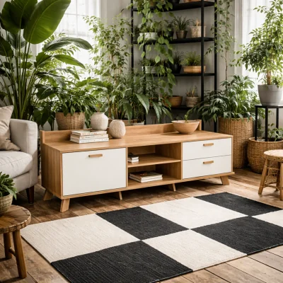 The Range Hobro TV Unit in Natural with 1 Door and 2 Drawers - Natural