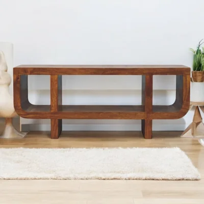 The Range Solid Wood Orion Curved Chestnut Media Unit - Brown