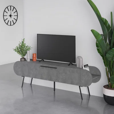 The Range FWStyle 2 Door Capsule Design Modern TV Unit Scratch Resistant - Retro Grey