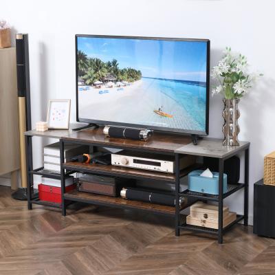 The Range 140cm Black Industrial TV Stand Cabinet with Storage Shelves - Grey and Brown