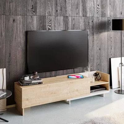 The Range Parion 165 cm Wide TV Unit TV Stand and Media Console for TVs up to 45" - White&Sapphire Oak Pattern
