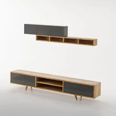 The Range ELSA  TV Cabinet Set, Oak-Anthracite - Oak-Anthracite