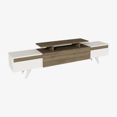 The Range Sirius TV Stand and Media Console with Cabinets and Shelves - White & Walnut
