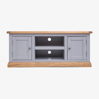 The Range Biccari 2 Door TV Stand - Grey / Brass Knob