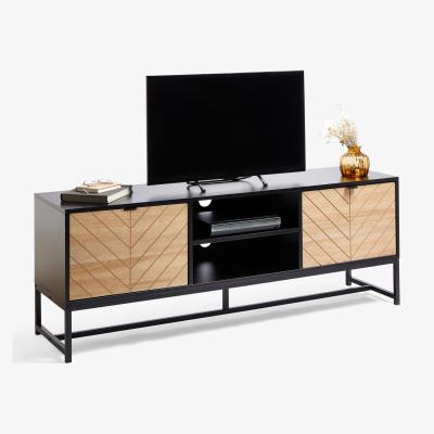 The Range Dalton TV Unit with 2 Open Shelves and Cupboards - Black