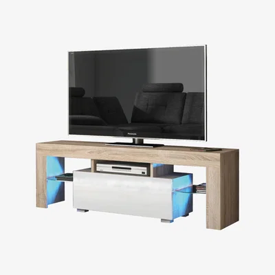 The Range TV Unit 130cm - Oak  White - Colour: Oak Body & White Gloss Doors
