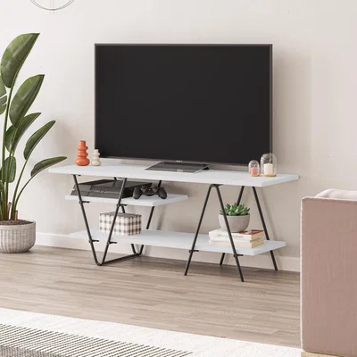 The Range FWStyle 3 Tier Modern TV Unit Stand Scratch Resistant  - White