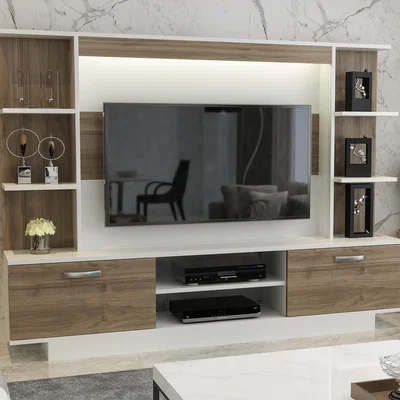The Range Light TV Unit White and Walnut - White and Walnut