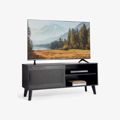 The Range TV Unit Rattan Fronted Design - Black