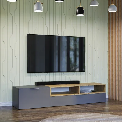 The Range TV Cabinet Shefa Line Marocco 175 - Graphite grey-Artisan Oak