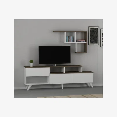 The Range Hazan TV Unit White Walnut - White & Walnut