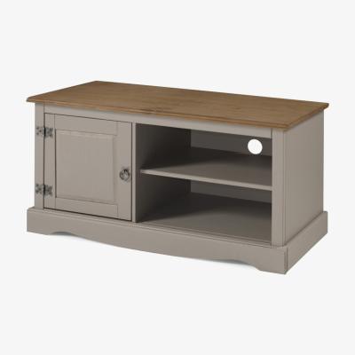 The Range Corona Grey Wax 1 Door Media Unit - Distressed Grey Wax