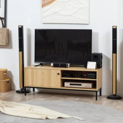 The Range 120cm Retro TV Unit with 3 Compartments TVs up to 50" - Natural