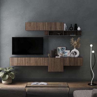 The Range Arezzo Wall Mounted Entertainment Center - Black and Alina Pattern