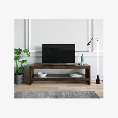 The Range Pisagor Solid Wood and Tempered Glass TV Unit Tv300 Transparent Walnut - Transparent & Walnut