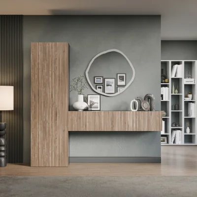 The Range Isernia Wall Mounted Entertainment Center - Black and Alina Pattern